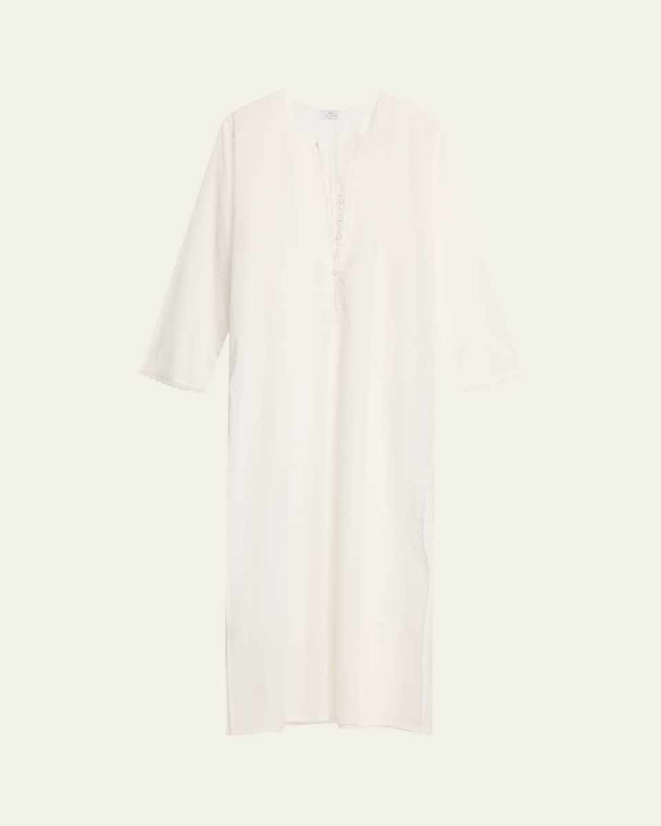 Valentina Lace-Trim Cotton Maxi Kaftan
